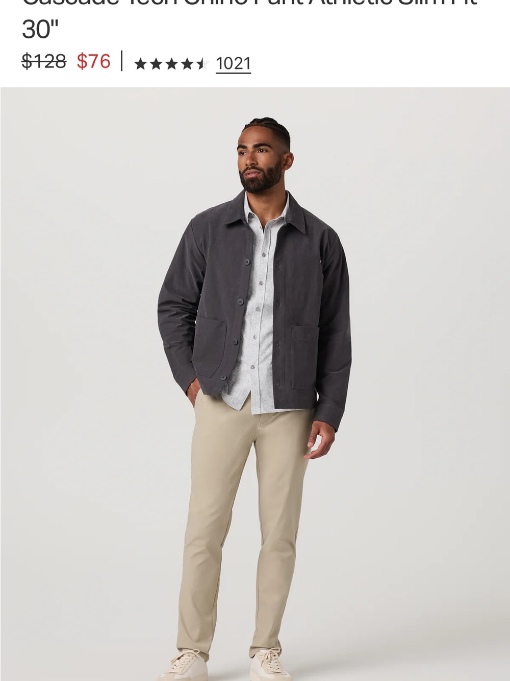 Vuori Cascade Tech Chino NWOT size 33